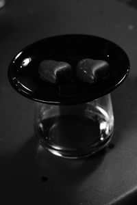 Close-up of empty glass bowl on table