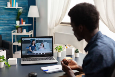 Man on video call