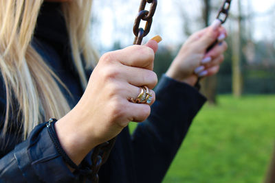 Close-up of hand holding hands