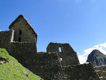 Low angle view of fort against clear sky