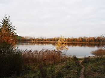 Scenic view of lake against sky