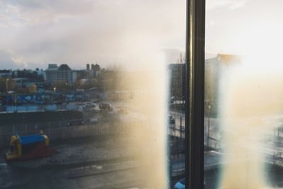 View of cityscape at sunset