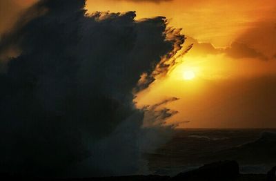 Scenic view of sea at sunset