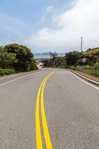 Surface level of road against sky