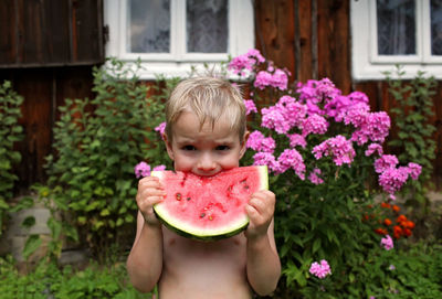 Portrait of shirtless boy