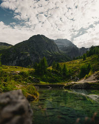 Scenic view of mountains against sky