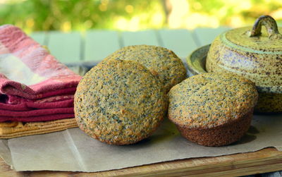 Close-up of bread on table