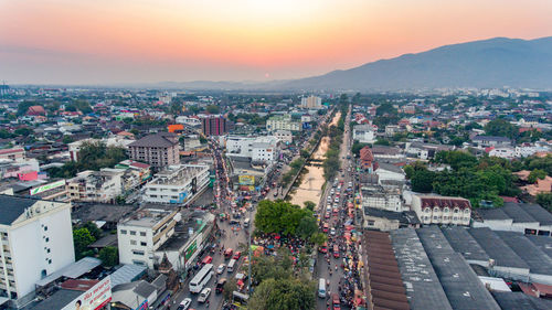 High angle view of city