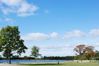 Scenic view of sea against blue sky