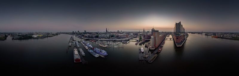 Large panorama of hamburg at sunrise