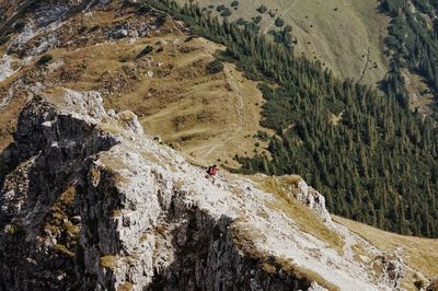 High angle view of rocks on mountain
