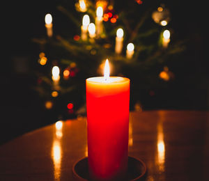 Close-up of illuminated candle
