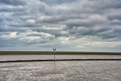 Scenic view of land road against sky