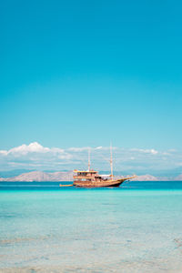 Scenic view of sea against blue sky