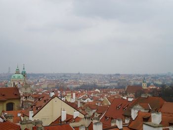 High angle view of cityscape against sky