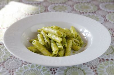 Close-up of pasta in bowl on table