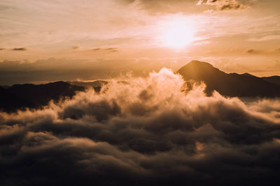 Low angle view of cloudscape against sky during sunset