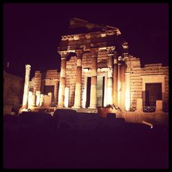 Low angle view of illuminated building