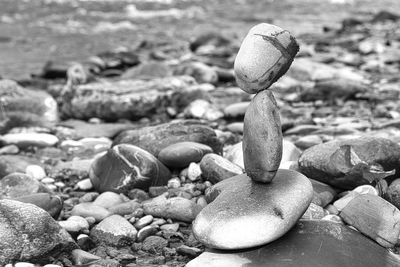 Close-up of pebbles on beach