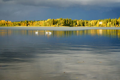 Scenic view of lake against sky