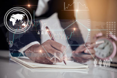 Digital composite image of people at night