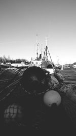 View of fishing net against clear sky