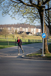 Full length of man inline skating outdoors