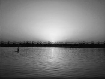 Scenic view of lake against clear sky