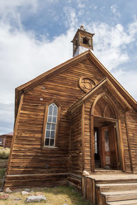 Front view of old west wooden church in ghost town