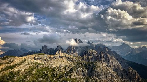Panoramic view of rocky mountains against sky