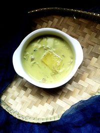 High angle view of breakfast in bowl on table