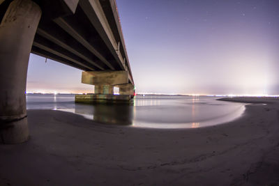 Scenic view of sea against clear sky at night