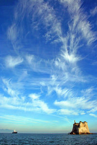 Scenic view of sea against cloudy sky