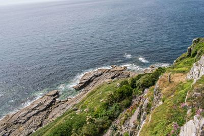 High angle view of rocks on beach