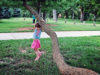 Girl playing in park