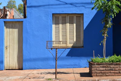 Closed door of building