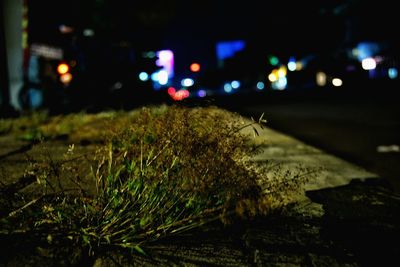 Close-up of illuminated city at night