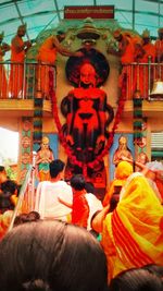 Rear view of people in temple