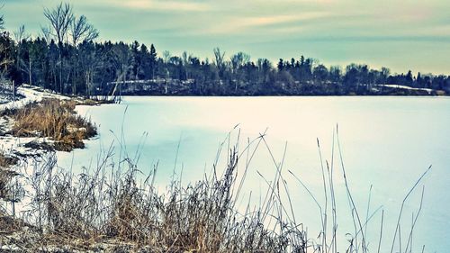 Scenic view of lake against sky