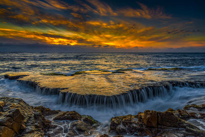 Scenic view of sea against sky during sunset