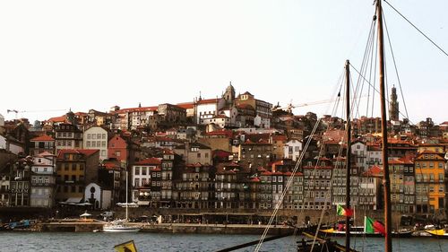 Buildings against clear sky