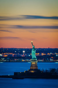 Liberty statue at dusk