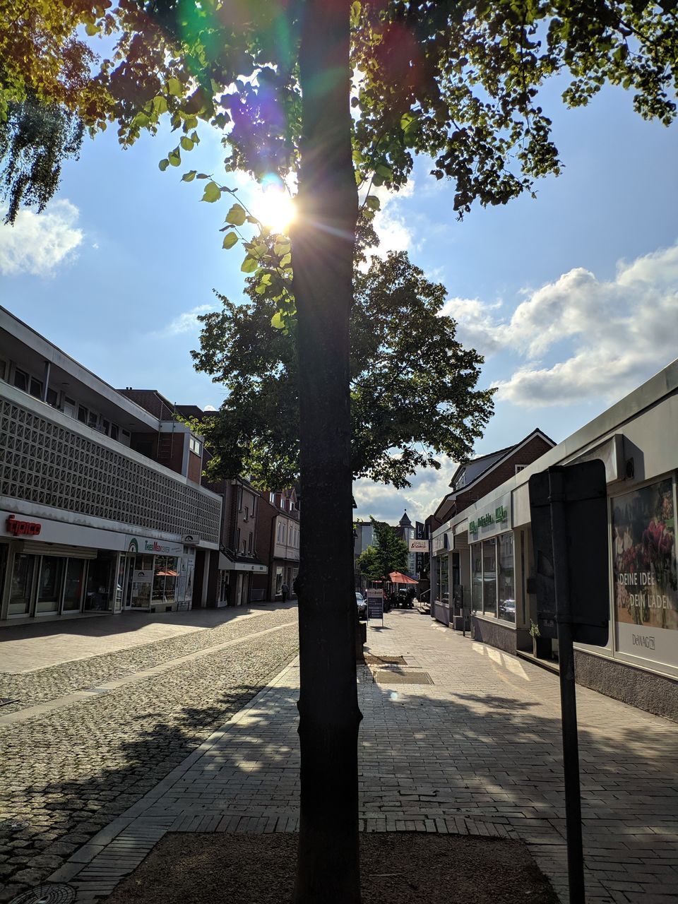 FOOTPATH BY STREET AND BUILDINGS AGAINST SKY