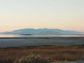 Scenic view of sea against clear sky