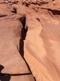 High angle view of rock formations in desert