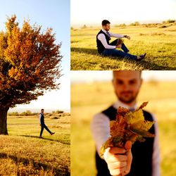 Man sitting on field