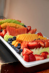 Close-up of fruits in plate