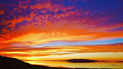 Scenic view of dramatic sky during sunset