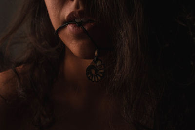 Close-up of woman with eyes closed