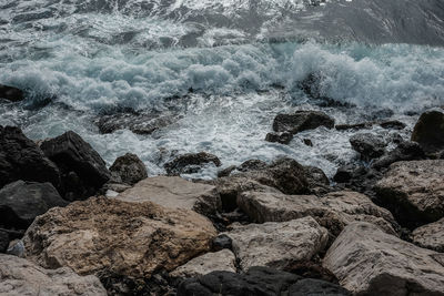 View of rocks at sea shore